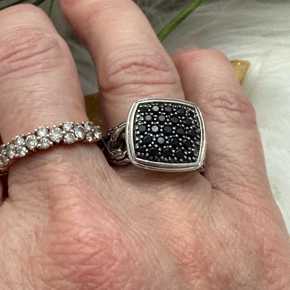 John Hardy .925 Black Gemstone Classic Woven Chain Ring Sz 7 - Picture 8 of 10